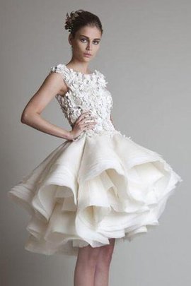 Robe de mariée bref avec bouton de lotus col u profond en organza