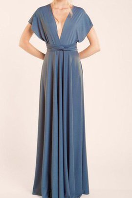 Robe demoiselle d'honneur longue v encolure avec chiffon ligne a ceinture en étoffe