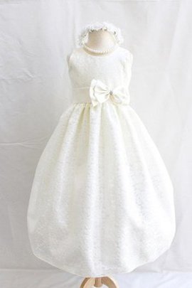 Robe de cortège enfant longue avec décoration dentelle avec nœud de lotus ligne a