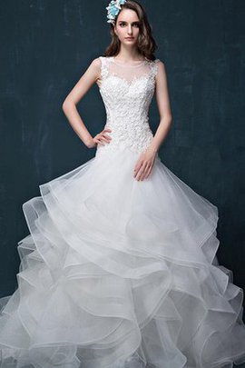 Robe de mariée en organza de lotus avec fleurs en tulle en dentelle