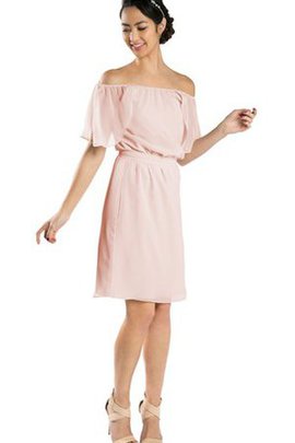 Robe de graduation en chiffon avec manche courte avec nœud au niveau de genou epaule nue