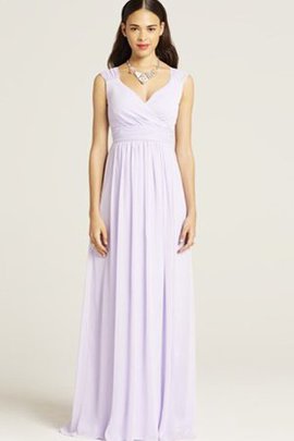 Robe demoiselle d'honneur luxueux avec manche épeules enveloppants v encolure en chiffon