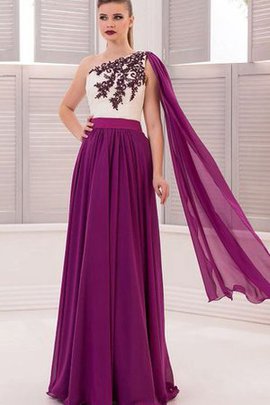 Robe de bal naturel avec chiffon au drapée ligne a decoration en fleur