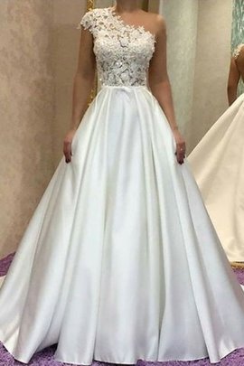 Robe de mariée en satin charmant de princesse d'épaule asymétrique naturel