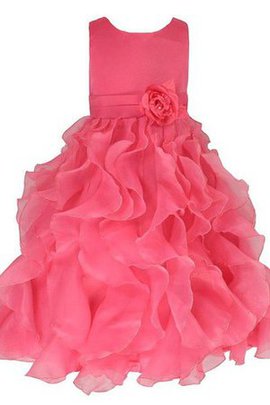 Robe de cortège enfant col u profond de mode de bal a-ligne avec gradins avec fleurs