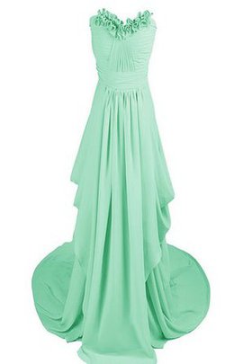 Robe demoiselle d'honneur naturel de traîne courte en chiffon ligne a avec zip