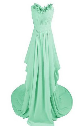 Robe demoiselle d'honneur naturel de traîne courte en chiffon ligne a avec zip