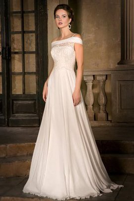 Robe de mariée longue naturel de traîne courte manche nulle avec lacets