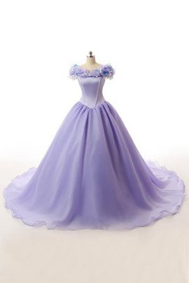 Robe de quinceanera noeud cordon en satin avec décoration dentelle en organza