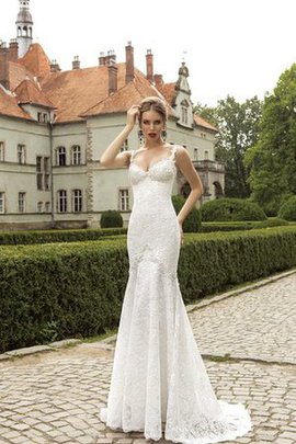 Robe de mariée distinguee romantique de sirène bandouliere spaghetti de traîne courte