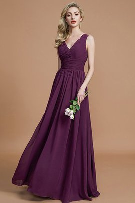 Robe demoiselle d'honneur avec chiffon ligne a v encolure manche nulle de princesse