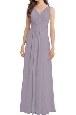 Robe demoiselle d'honneur longue jusqu'au sol avec chiffon v encolure ruché