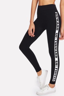 Leggings imprimé du slogan moulant