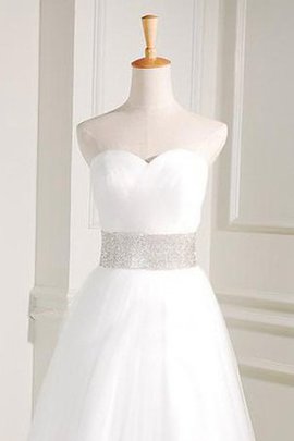 Robe de mariée longue avec décoration dentelle avec ruban a-ligne textile en tulle