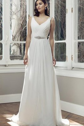 Robe de mariée naturel avec sans manches longueur au ras du sol croisade de fourreau