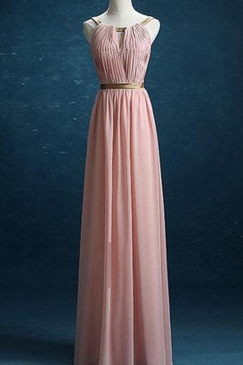 Robe demoiselle d'honneur plissé delicat avec sans manches avec chiffon a-ligne