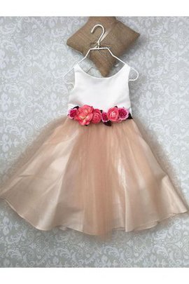 Robe de cortège enfant plissage au niveau de genou manche nulle textile en tulle ligne a