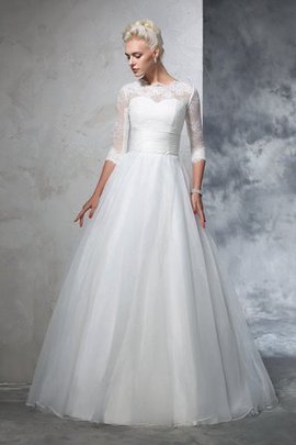 Robe de mariée longue de mode de bal appliques en 3/4 manche en organza