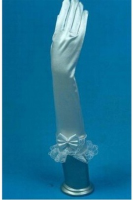 Attrayant taffetas hem dentelle blanc chic | gants de mariée modernes