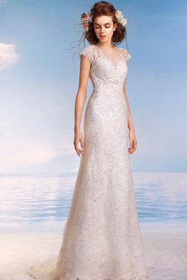 Robe de mariée longue appliques jusqu'au sol avec manche épeules enveloppants en plage