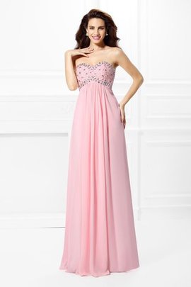 Robe de bal naturel en chiffon ligne a manche nulle col en forme de cœur