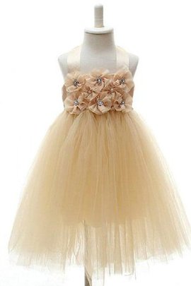 Robe de cortège enfant en tulle avec sans manches de dos nu a-ligne fermeutre eclair