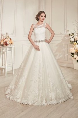 Robe de mariée avec perle col u profond appliques longueur au niveau de sol ligne a