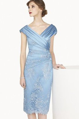 Robe de bal romantique avec manche courte ruché de longueur à genou en satin