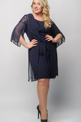 Robe de cocktail plissage avec décoration dentelle avec manche 3/4 avec zip maillot