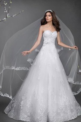 Robe de mariée naturel entrecroisé de col en cœur manche nulle de traîne moyenne