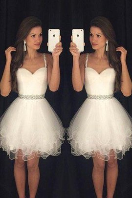 Robe fête de la rentrée naturel bref col en forme de cœur avec perle avec sans manches