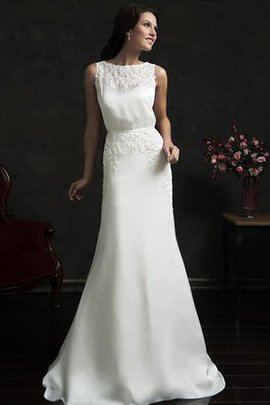 Robe de mariée elégant modeste plissé boutonné col en bateau