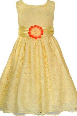 Robe de cortège enfant a-ligne col u profond avec décoration dentelle