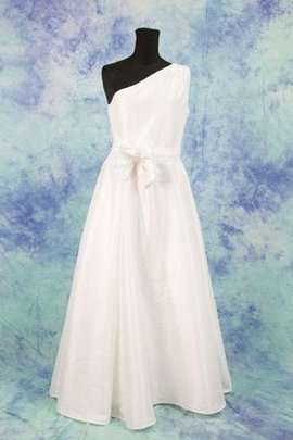 Robe de mariée naturel jusqu'au sol en taffetas avec zip ligne a