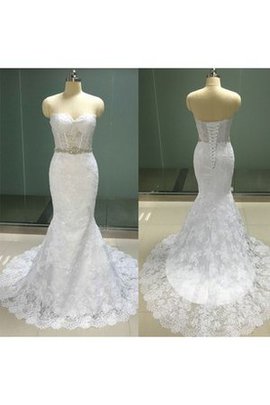 Robe de mariée naturel décontracté de traîne moyenne en dentelle branle