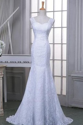 Robe de mariée longue en satin de col en cœur manche nulle avec décoration dentelle