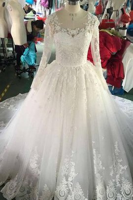 Robe de mariée delicat brillant de traîne mi-longue avec bouton ligne a