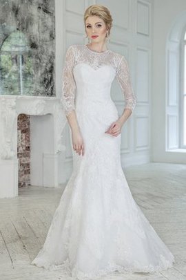 Robe de mariée sage sexy de traîne courte au niveau de cou decoration en fleur