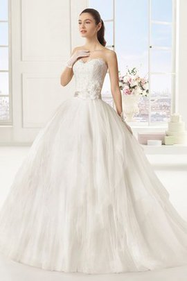 Robe de mariée officiel modeste col en forme de cœur fermeutre eclair avec fleurs