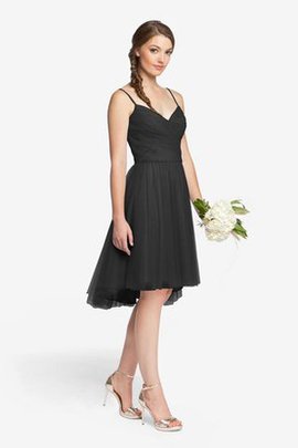 Robe demoiselle d'honneur distinguee bref entrecroisé ruché en tulle