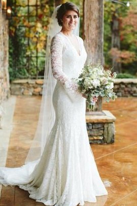 Robe de mariée de traîne courte gracieux avec décoration dentelle de sirène de lotus