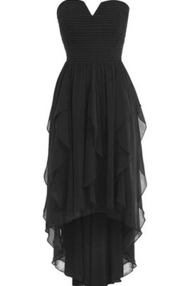 Robe de graduation de col entaillé ruché avec sans manches haut bas de lotus