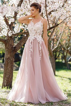 Robe de soirée a-ligne manche nulle textile en tulle longueur au ras du sol de princesse