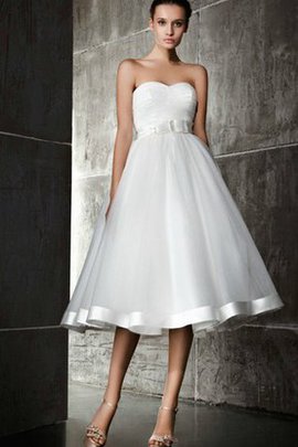 Robe de mariée ligne a de longueur à genou avec sans manches ruché longueur mollet