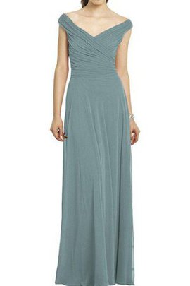 Robe demoiselle d'honneur facile avec sans manches en chiffon collant v encolure