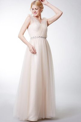 Robe demoiselle d'honneur romantique longue jusqu'au sol avec sans manches avec perle