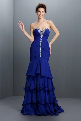 Robe de bal longue de traîne courte avec perle avec sans manches avec chiffon