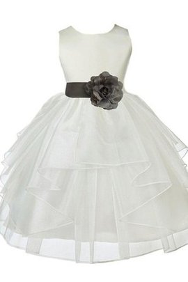 Robe de cortège enfant manche nulle fermeutre eclair en tulle avec fleurs avec gradins