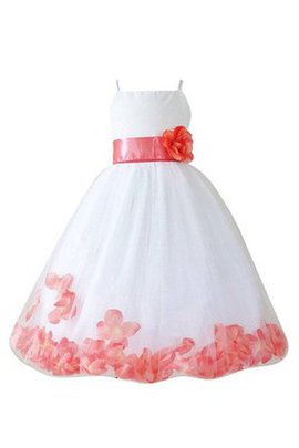 Robe de cortège enfant longueur au ras du sol en tulle avec ruban avec fleurs ligne a