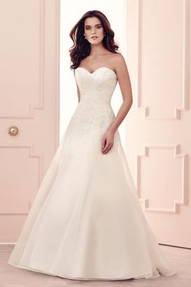 Robe de mariée humble longue facile avec décoration dentelle de traîne courte